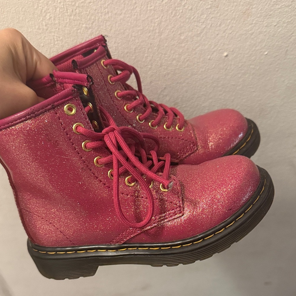Dr. Martens Pink Glitter Lace-Up Boots